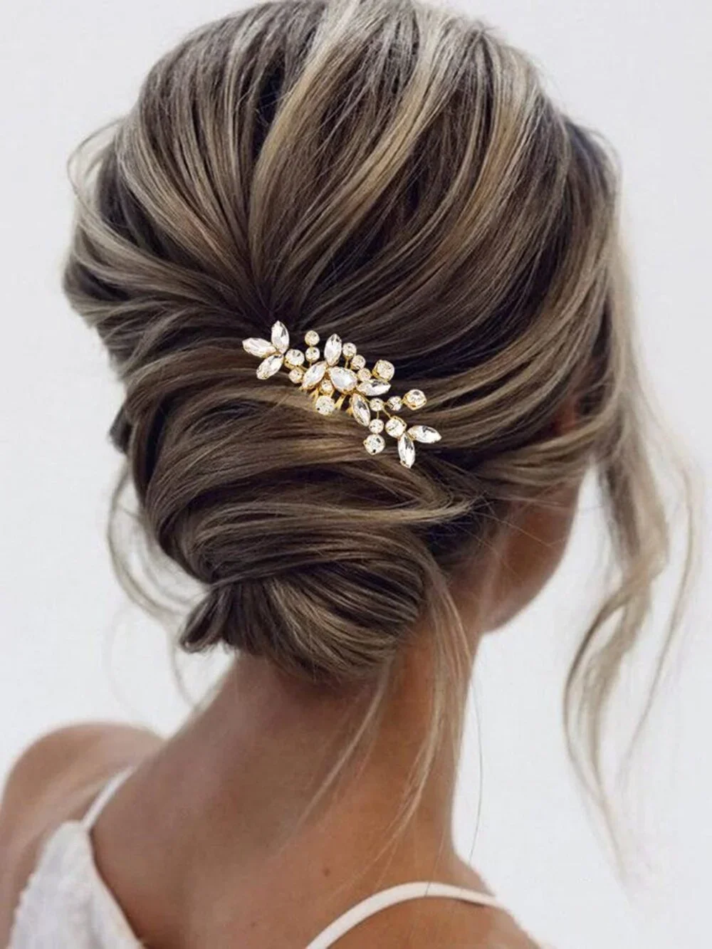 Women's Gold Crystal Rhinestone Bridal Hair Clip Wedding Headpiece